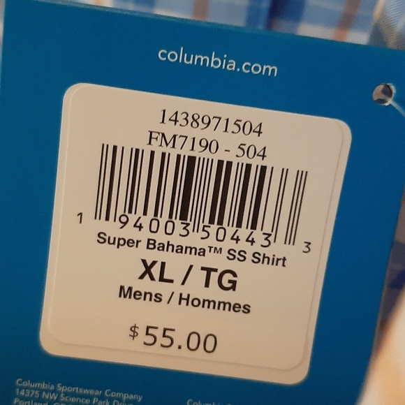 COLUMBIA P.FG BUTTON DOWN NEW WITH TAGS - Picture 3 of 3